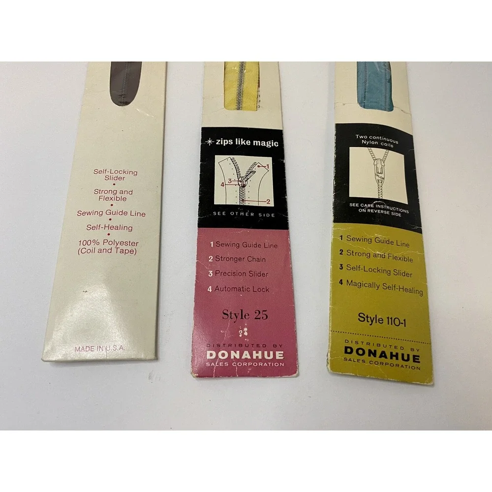 Lot Of 3 Talon Zippers Vintage New Unused Sewing Turquoise Maize Brown